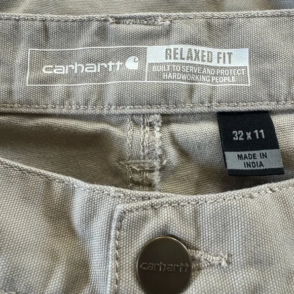 Carhartt Rugged Flex Relaxed Fit Pants 32x11 Workwear Durable Cotton Beige - Picture 4 of 5